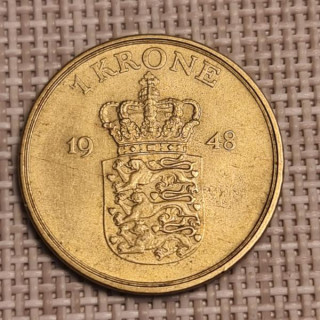 Denmark 1 Krone 1948 KM-837 VF