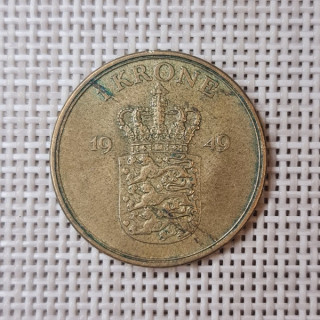 Denmark 1 Krone 1949 KM-837 VF