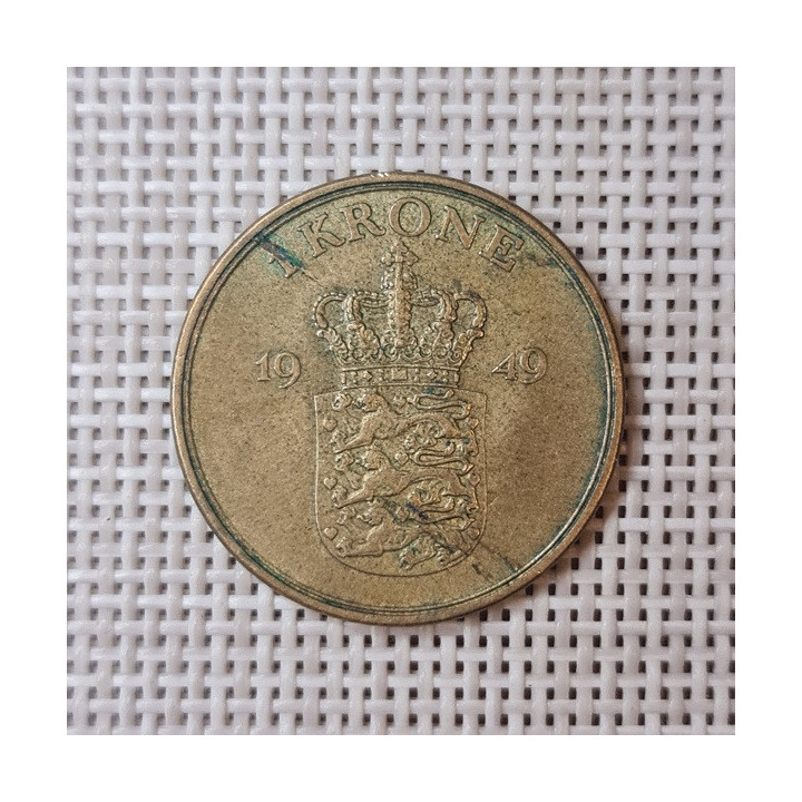 Denmark 1 Krone 1949 KM-837 VF
