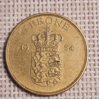Denmark 1 Krone 1954 KM-837 VF