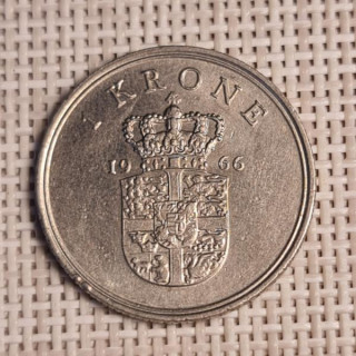 Denmark 1 Krone 1966 KM-851 VF