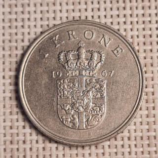Denmark 1 Krone 1967 KM-851 VF