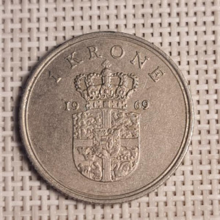 Denmark 1 Krone 1969 KM-851 VF