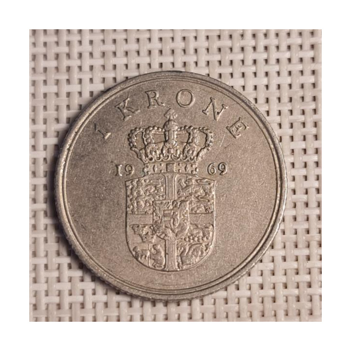 Denmark 1 Krone 1969 KM-851 VF