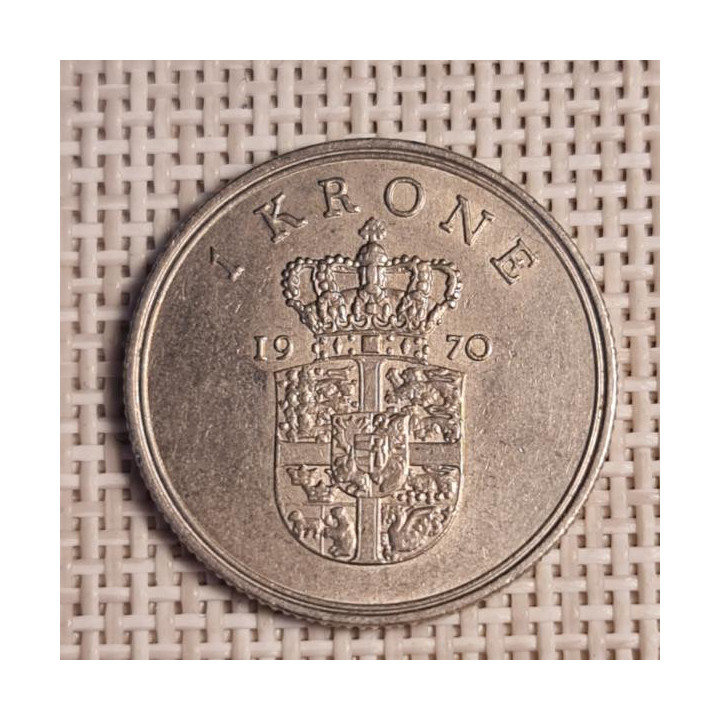 Denmark 1 Krone 1970 KM-851 VF