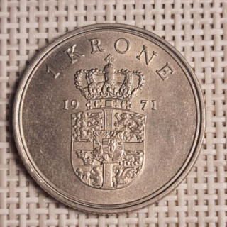 Denmark 1 Krone 1971 KM-851 VF