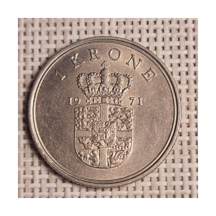 Denmark 1 Krone 1971 KM-851 VF