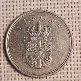Denmark 1 Krone 1972 KM-851 VF