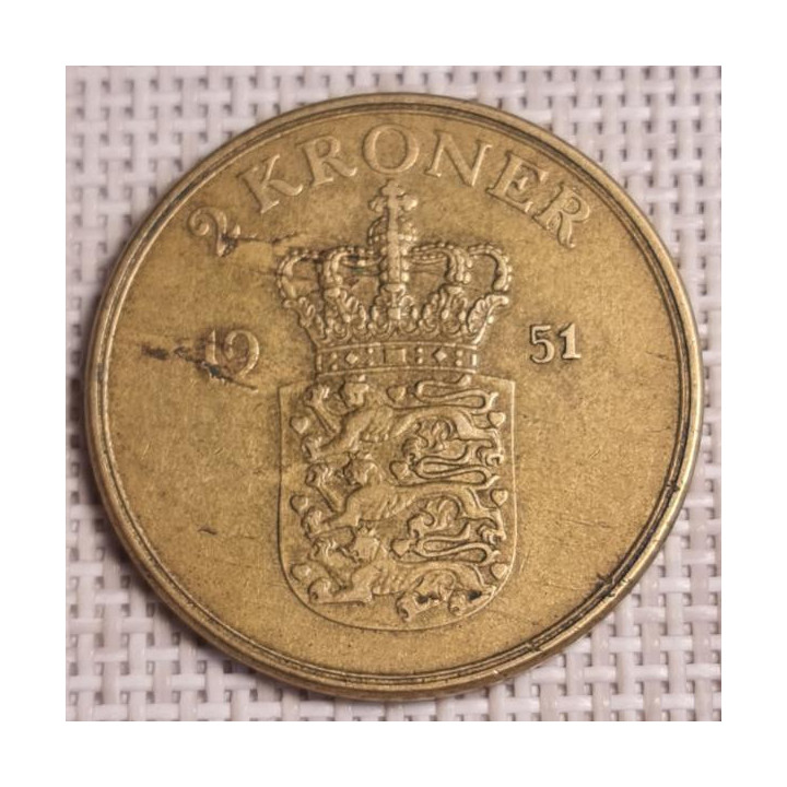 Denmark 2 Kroner 1951 KM-838 VF
