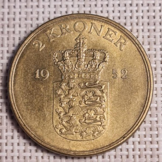 Denmark 2 Kroner 1952 KM-838 VF