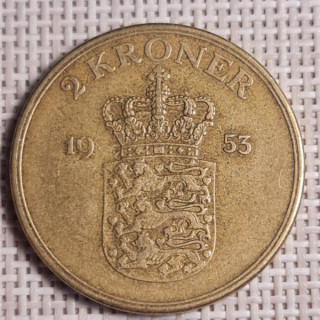 Denmark 2 Kroner 1953 KM-838 VF