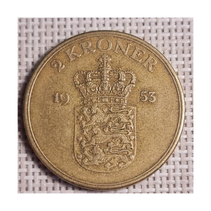 Denmark 2 Kroner 1953 KM-838 VF