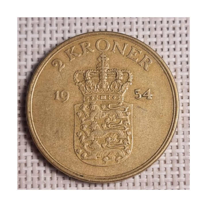 Denmark 2 Kroner 1954 KM-838 VF