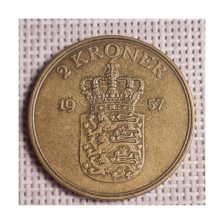 Denmark 2 Kroner 1957 KM-838 VF