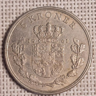Denmark 5 Kroner 1961 KM-853 VF