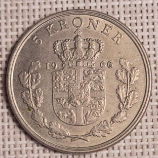 Denmark 5 Kroner 1966 KM-853 VF
