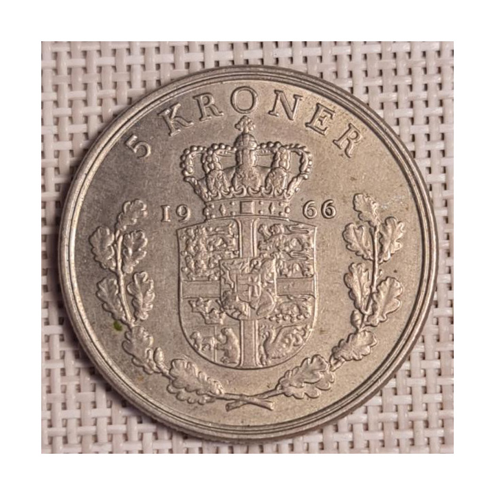 Denmark 5 Kroner 1966 KM-853 VF