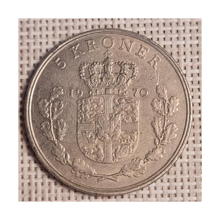 Denmark 5 Kroner 1970 KM-853 VF