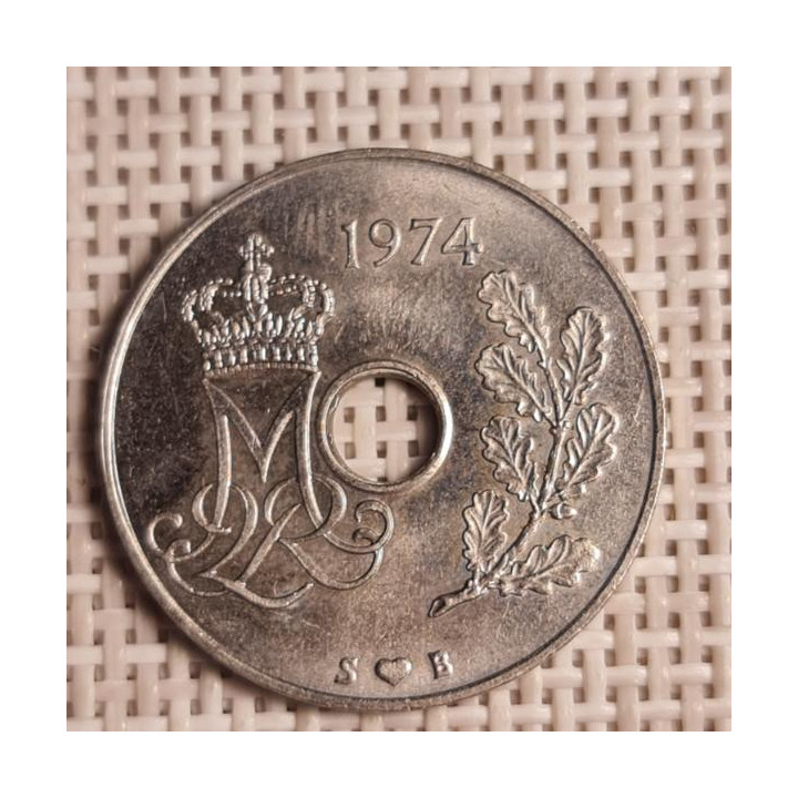 Denmark 25 Øre 1974 KM-861 VF
