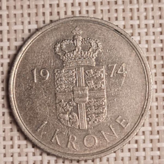 Denmark 1 Krone 1974 KM-862 VF