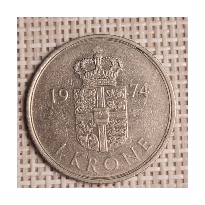 Denmark 1 Krone 1974 KM-862 VF