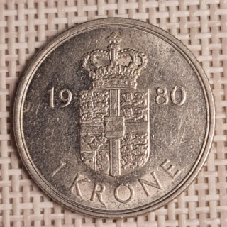 Denmark 1 Krone 1980 KM-862 VF