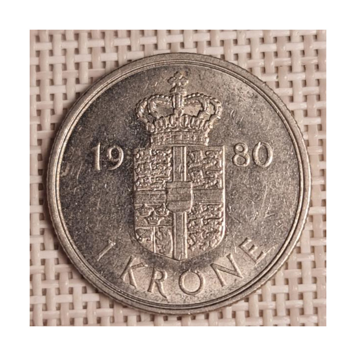 Denmark 1 Krone 1980 KM-862 VF