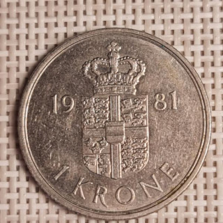 Denmark 1 Krone 1981 KM-862 VF
