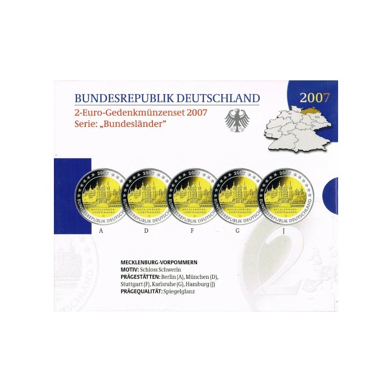 Germany Official 2 Euro Set 2007 Proof
