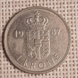 Denmark 1 Krone 1987 KM-862 VF