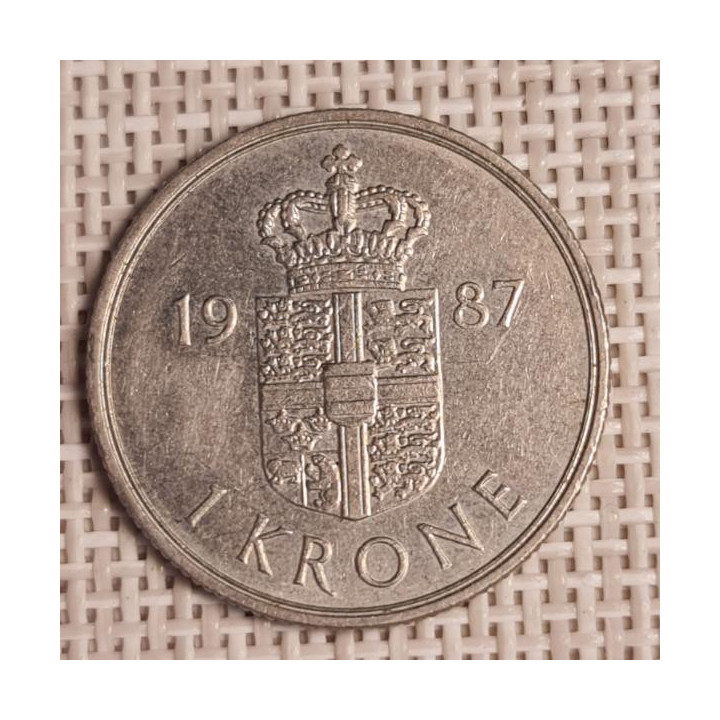 Denmark 1 Krone 1987 KM-862 VF