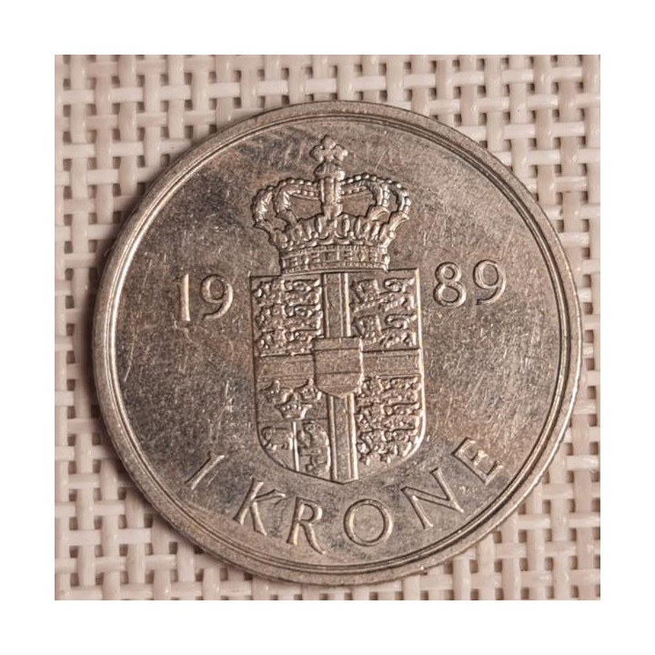 Denmark 1 Krone 1989 KM-862 VF