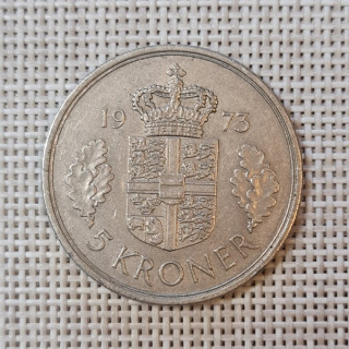 Denmark 5 Kroner 1973 KM-863 VF