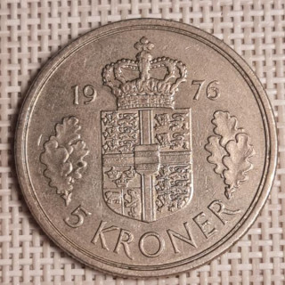 Denmark 5 Kroner 1976 KM-863 VF