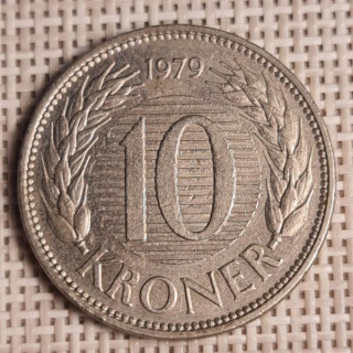 Denmark 10 Kroner 1979 KM-864 VF