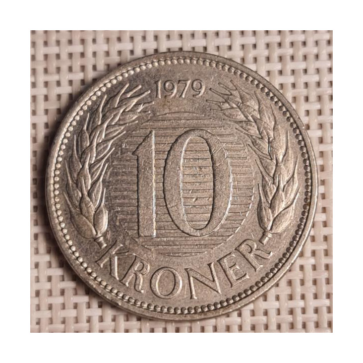 Denmark 10 Kroner 1979 KM-864 VF