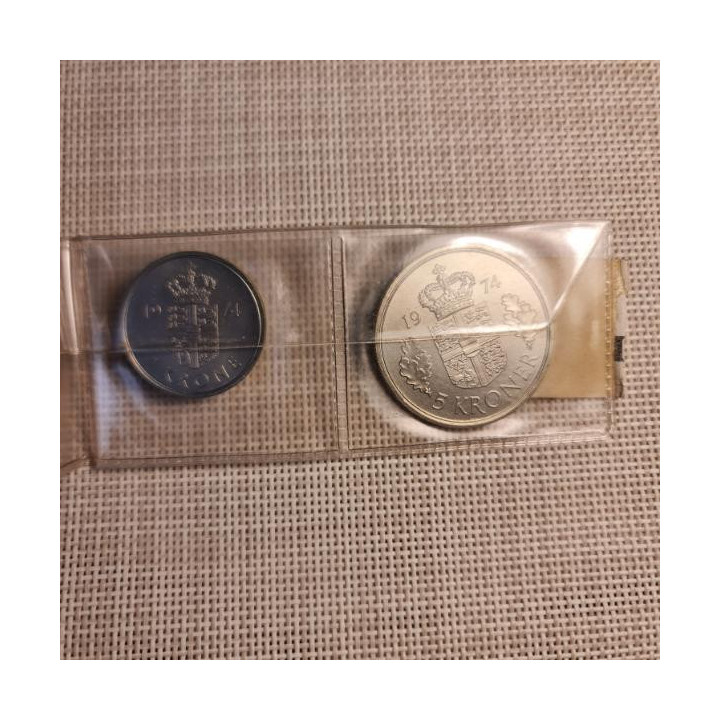 Denmark 5 Coin Set (5 Øre - 5 Kroner) 1974 UNC
