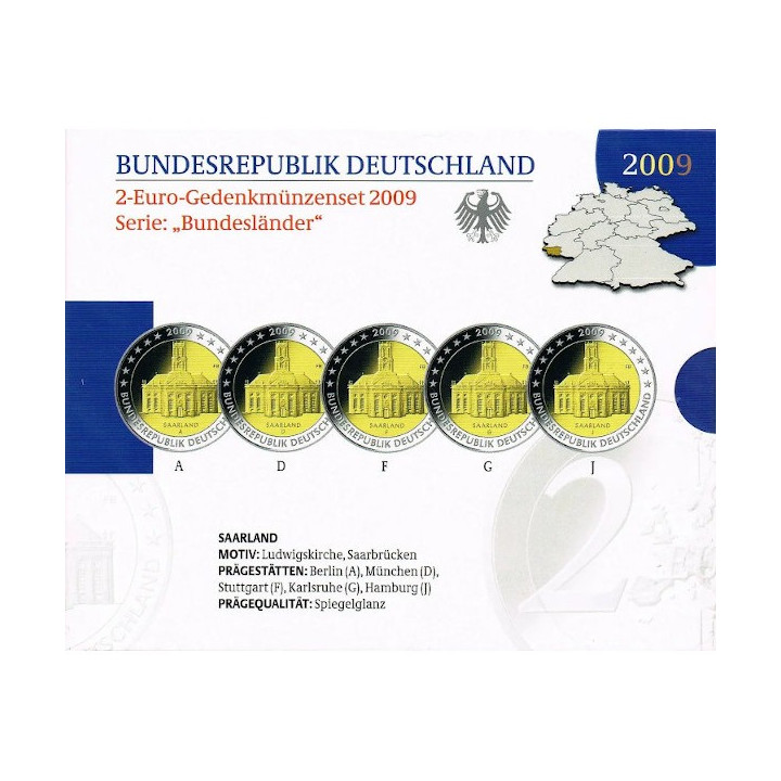 Germany Official 2 Euro Set 2009 Proof