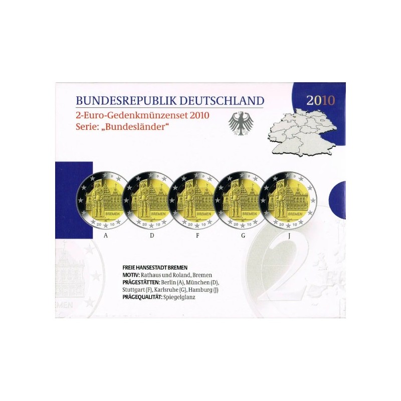 Germany Official 2 Euro Set 2010 Proof