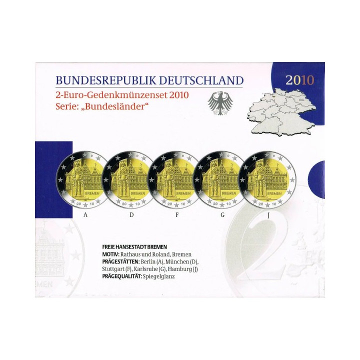 Germany Official 2 Euro Set 2010 Proof