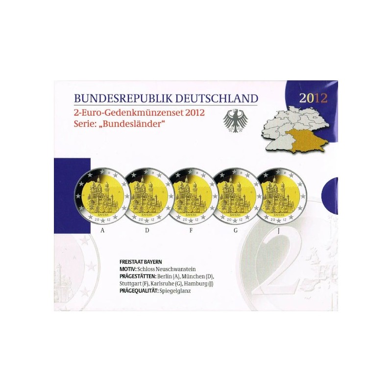 Germany Official 2 Euro Set 2012 Proof