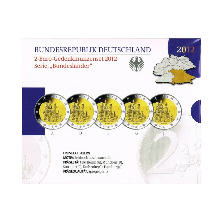 Germany Official 2 Euro Set 2012 Proof