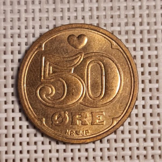 Denmark 50 Øre 1992 KM-866 VF/XF