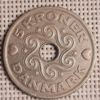 Denmark 5 Kroner 1991 KM-869 VF/XF
