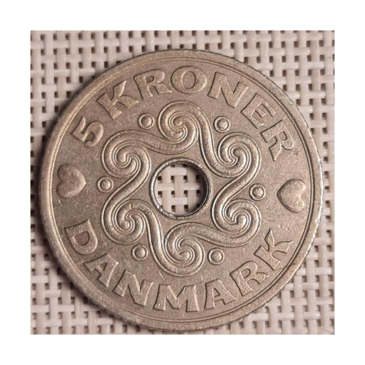 Denmark 5 Kroner 1991 KM-869 VF/XF