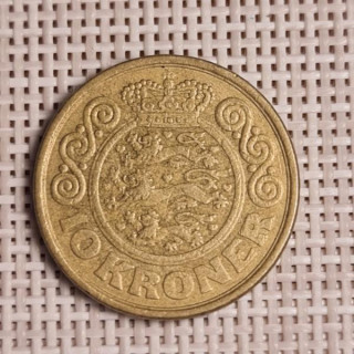 Denmark 10 Kroner 1989 KM-867 VF