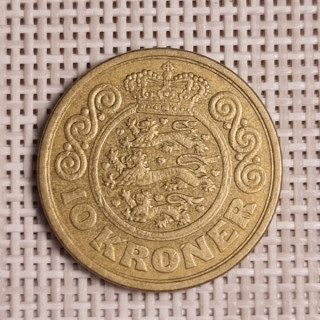Denmark 10 Kroner 1990 KM-867 VF