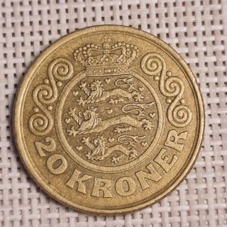 Denmark 20 Kroner 1990 KM-871 VF