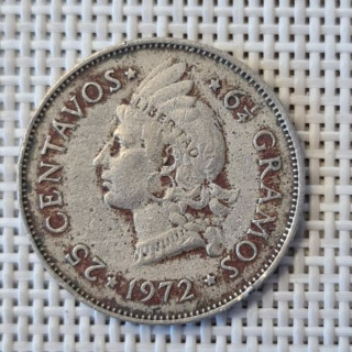 Dominican Republic 25 Centavos 1972 KM-20a.1 VF