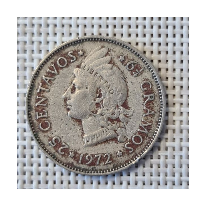 Dominican Republic 25 Centavos 1972 KM-20a.1 VF